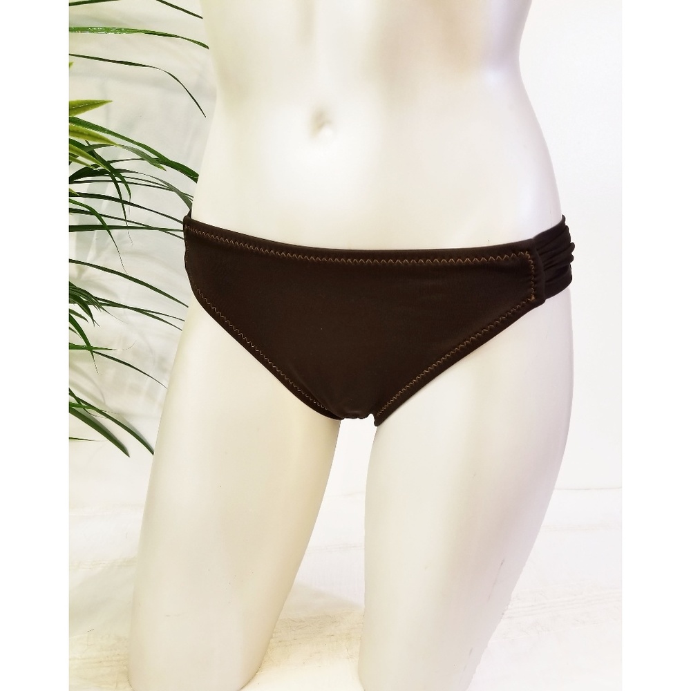 Mossimo Brown Ruched Bikini Swim Bottom Sz S